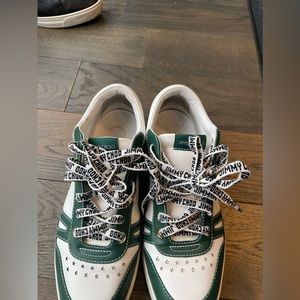 Jimmy Choo green and white sneakers. Super rare Jimmy Choo laces. US size 10